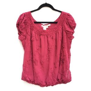 Size L Studio M Blouse Top Pink Polka Dot Shirt Women’s